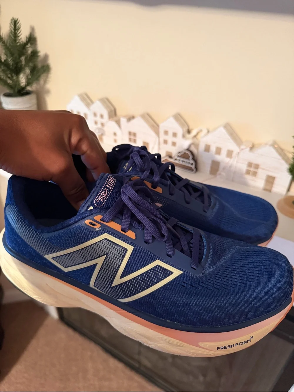 New Balance Blue and Cream 1080 Running Sneakers